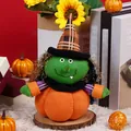Poupée citrouille sorcière d'Halloween avec chapeau à carreaux pour décoration - Sorcière