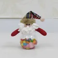 Pot de bonbons Père Noël avec chapeau à carreaux et contenant rond transparent - Rond / Père Noël