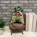 Halloween burlap gift bag featuring a 3D green witch design and silk drawstring - Witch Style