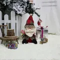Sitting Santa plush doll with red and green plaid pattern for Christmas decoration - Santa Claus
