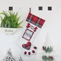 White velvet dog paw Christmas stocking with photo frame and red plaid accents - Dog Paw (Red Plaid) / Red