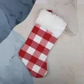 Botte de Noël classique à carreaux rouges et blancs avec bordure en fausse fourrure - Style Sans Flocon de Neige (CX21004) / Carreaux Rouge Blanc