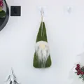 Green Christmas gnome ornament with white beard and hanging rope for tree decoration - Square Style / Green