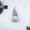 Grey Nordic Christmas gnome hanging ornament with white beard for holiday tree decor - Round Style / Gray