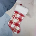 Red plaid Christmas stocking with white faux fur trim and snowflake applique ornament - Red and White Plaid Snowflake