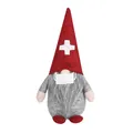 Gnomo dottore in peluche rosso e grigio con cappello a croce e maschera sanitaria - Cappello Rosso Maschera Bianca Gnomo