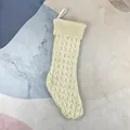 Calza di Natale in maglia intrecciata bianco avorio con un passante per appendere - Calza in Lana Bianca