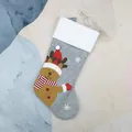 Gray Christmas stocking featuring a cartoon reindeer with white faux fur cuff and scarf - Elk Style