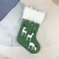 Calza di Natale verde scuro con stampa renna bianca e bordo in finta pelliccia soffice - Stampa Renna Verde