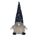 Gnomo di Halloween luminoso con cappello nero a stelle e lune e dettagli a righe - Stile Cappello Dritto