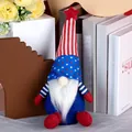Patriotic USA Independence Day gnome with red star hat and striped American flag details - Independence Day Seated Gnome Style A
