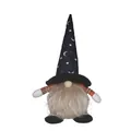 Gnomo di Halloween luminoso con cappello nero a stelle e maniche a scacchi arancioni - Stile Cilindro