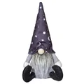 Wizard gnome plush decor featuring a black pointed hat with moon and star patterns - Gray Body Straight Hat
