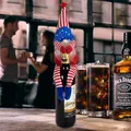 Housse de bouteille de vin gnome patriote avec motif étoiles et rayures drapeau USA - Style Chapeau À Rayures (Style A)
