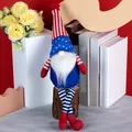 Patriotic USA Independence Day gnome with red white stripes and blue star hat - Striped Hat Blue Body Style (Style A)