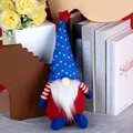 Patriotic gnome plush in red, white and blue with star patterned hat for home decor - Independence Day Seated Gnome Style C