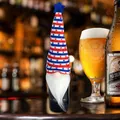 Independence Day gnome wine bottle cover with American flag stars and stripes pattern - Mixed Stars and Stripes Hat (Style C)
