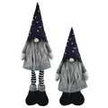 Halloween gnome plush decor set with black moon and star hat and striped long legs - Straight Hat Style