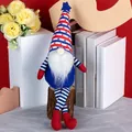 Independence Day long-legged gnome plush with American flag hat and blue star décor - Striped Pointy Hat With Stars (Style B)