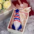 Patriotic gnome plush with red-white stripes and blue star hat in a gift box - Independence Day Gnome Style A