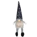 Gnomo di peluche seduto con cappello nero a stelle e luna e lunghe gambe a strisce - Stile Cappello Dritto