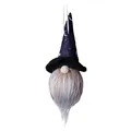 Black Halloween gnome plush ornament with stars moon patterns and white beard - Top Hat Style
