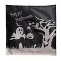 Halloween Kissenbezug mit Happy Halloween Druck und Gespenster-Motiven auf schwarzem Stoff - 43cmx43cm / Geister-Stil