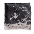 Halloween Kissenbezug mit Happy Halloween Schriftzug, Hexe und Fledermaus Grafik - 43cmx43cm / Hexe