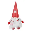 Gnomo de peluche de San Valentín con gorro de rayas rojas, trenzas y corazón rosa - Rojo