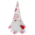 Gnomo de San Valentín sin rostro con gorro de corazones y corazón rojo de felpa suave - Blanco