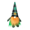 St. Patrick's Day faceless gnome doll plush with green plaid hat and orange beard. - Checkered Fabric