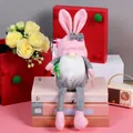 Pink and grey Easter gnome with long rabbit ears and legs for holiday decoration - Pink Hat (CX23204)