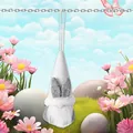 Easter gnome plush hanger with rabbit ears and long white beard for holiday decor - Easter Faceless Gnome White Hat