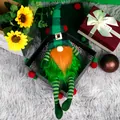 Saint Patrick's Day gnome with green plaid hat and bright orange beard ornament - Plaid Style (CX23314)