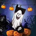 Κάλτσα δώρου Halloween με σχέδιο φάντασμα και λεπτομέρειες νεκροκεφαλής για διακόσμηση τοίχου - Στυλ Φάντασμα
