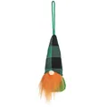 Saint Patrick's Day gnome hanging ornament with green plaid hat and orange beard - Checkered Fabric
