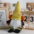 Bee themed gnome plush with yellow knit hat and striped body for home decoration - Braid Style