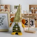 Bee festival gnome plush with yellow black stripes and a gold sequin hat decoration - Beard Style
