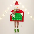 Charming snowman Christmas advent calendar hanging with numbered green pockets for countdown - Snowman