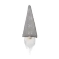 Funda de botella de vino de gnomo navideño gris con gorro de copos y barba de peluche - Gris