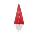 Funda de botella de vino de Navidad con gorro de punto rojo y barba blanca larga - Rojo