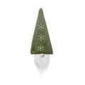 Funda para botella de vino de gnomo navideño con gorro verde de punto y copos de nieve - Verde