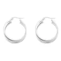 Three-layered polished silver circular hoop earrings for women in brass and gold plating - Triple-layer Smooth Round Style (e375) / 14k / 1 Card / 1 Pair (2 Pieces) / Silver