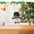 Festive Christmas snowman topper with black top hat and red plaid bow for tree decoration - Snowman Style (White)