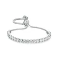 Bracelet tennis argenté ajustable avec zircons étincelants et fermoir coulissant - Style de Bracelet Tennis (s128) / 14k / 1 Pièce/Lot / Argent