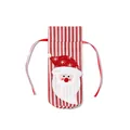 Red and white striped Christmas wine bottle bag with a cute 3D Santa Claus figure - Santa Claus