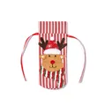 Christmas reindeer wine bottle cover with red and white stripes and embroidery details - Elk Style