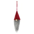 Christmas gnome ornament with red knit hat and grey beard for holiday tree decor - Straight Beard / Red