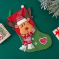 Calza di Natale lavorata a maglia con renna 3D, paillettes e bottoni festivi - Modello alce