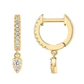 Boucles d'oreilles créoles classiques en laiton doré avec pendentifs poire en zircone - Style 11 / Or